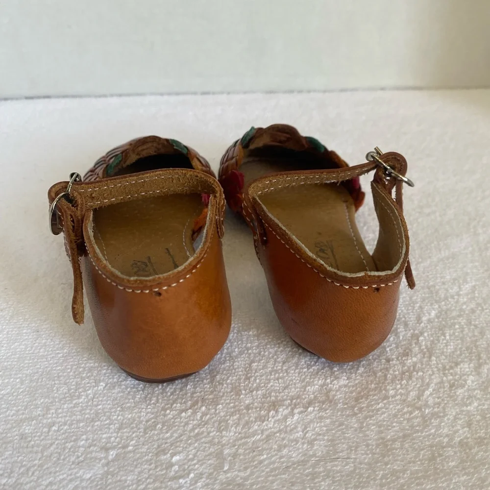 Brown and Green Woven Leather‎ Sandals